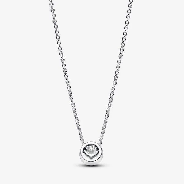 Sparkling Round Halo Pendant Collier Necklace Image 5 Arezzo Jewelers Elmwood Park, IL