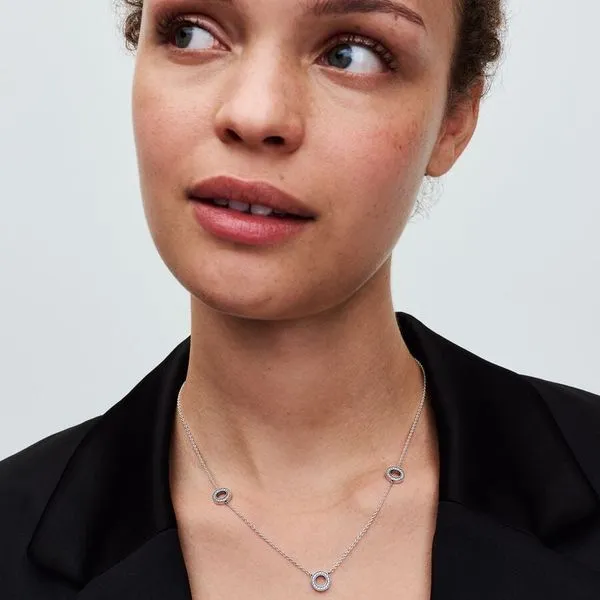 Pandora Pave Circles Chain Necklace Image 2 Arezzo Jewelers Elmwood Park, IL