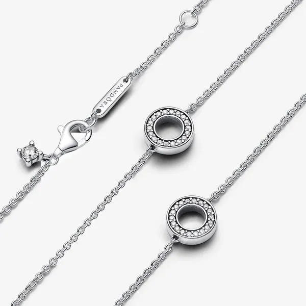 Pandora Pave Circles Chain Necklace Image 5 Arezzo Jewelers Elmwood Park, IL