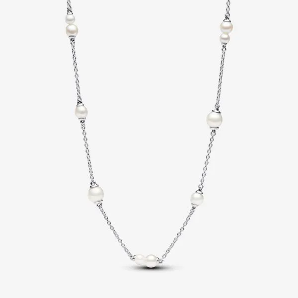 Pandora Freshwater Cultured Pearl Station Chain Necklace Arezzo Jewelers Elmwood Park, IL