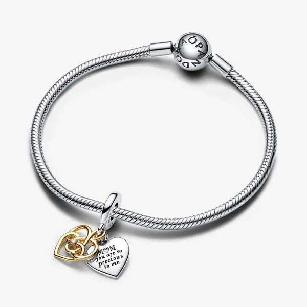 Lab-grown Diamond Engravable Mom Double Dangle Charm Image 4 Arezzo Jewelers Elmwood, IL