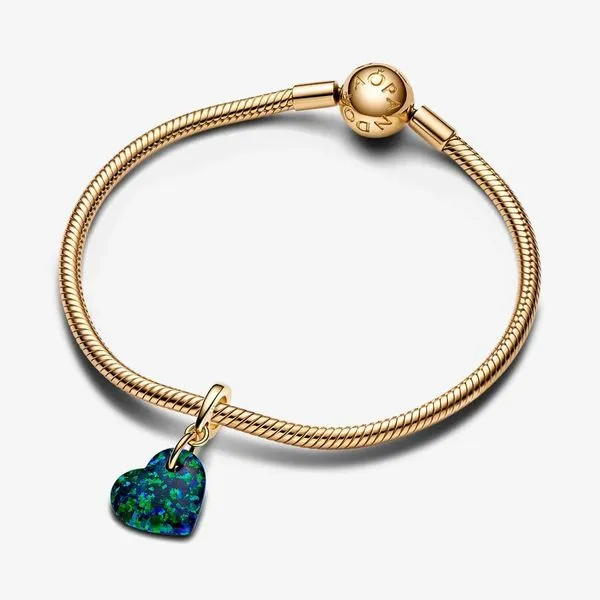 Pandora Opalescent Green Heart Dangle Charm Image 4 Arezzo Jewelers Elmwood Park, IL