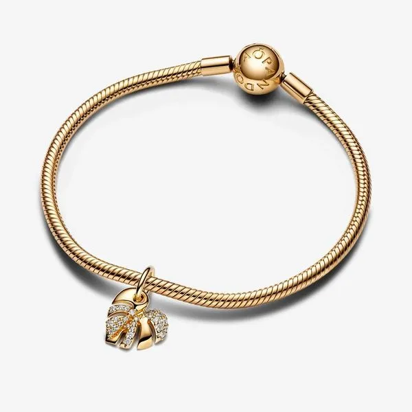 Pandora Sparkling Monstera Leaf Dangle Charm Image 3 Arezzo Jewelers Elmwood Park, IL