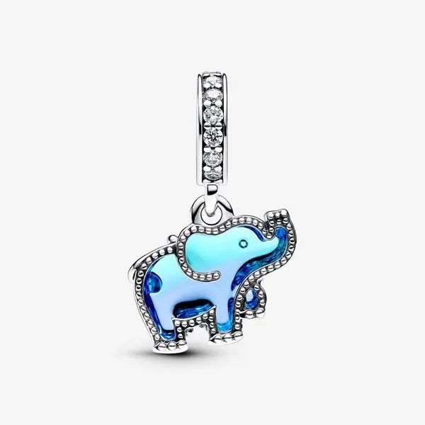 Pandora Blue Murano Glass Elephant Dangle Charm Image 2 Arezzo Jewelers Elmwood, IL