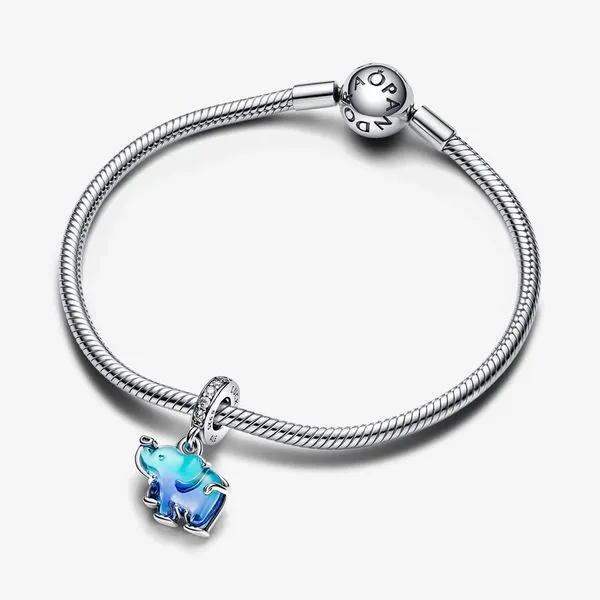 Pandora Blue Murano Glass Elephant Dangle Charm Image 4 Arezzo Jewelers Elmwood, IL
