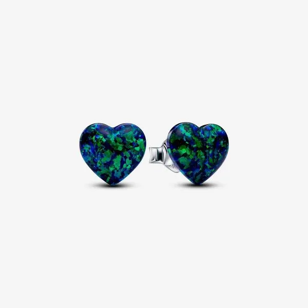 Pandora Opalescent Green Heart Stud Earrings Arezzo Jewelers Elmwood Park, IL
