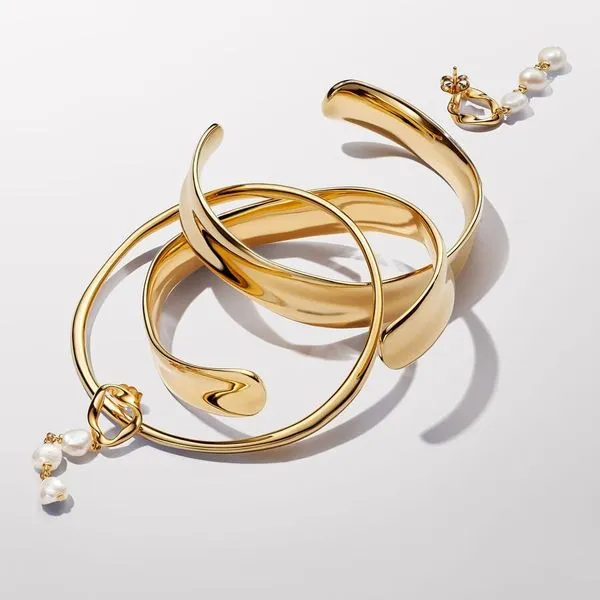 Organically Shaped Broad Open Bangle Image 4 Arezzo Jewelers Elmwood Park, IL