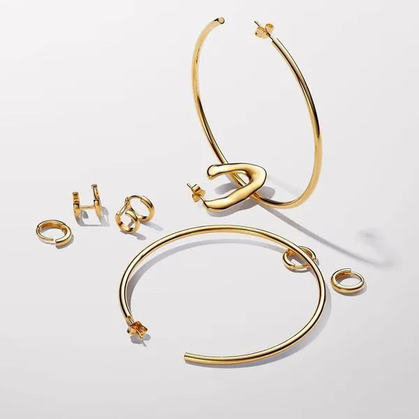 Pandora Double Huggie Hoop Earrings Image 4 Arezzo Jewelers Elmwood, IL
