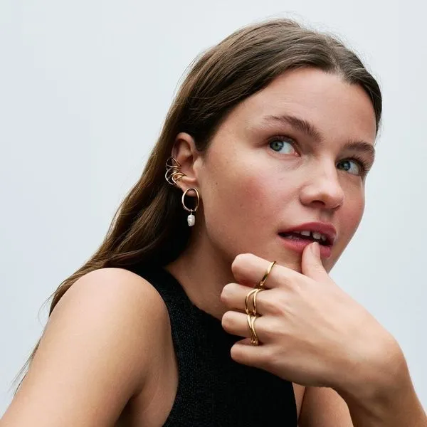 Organically Shaped Circle & Baroque Treated Freshwater Cultured Pearl Earrings Image 2 Arezzo Jewelers Elmwood Park, IL