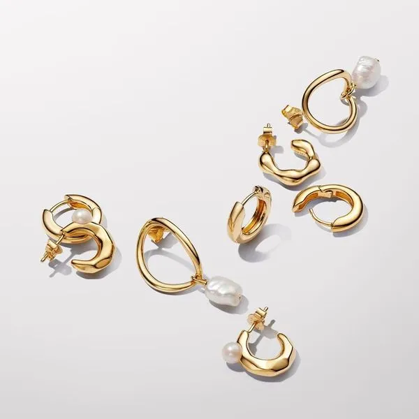 Organically Shaped Circle & Baroque Treated Freshwater Cultured Pearl Earrings Image 4 Arezzo Jewelers Elmwood Park, IL