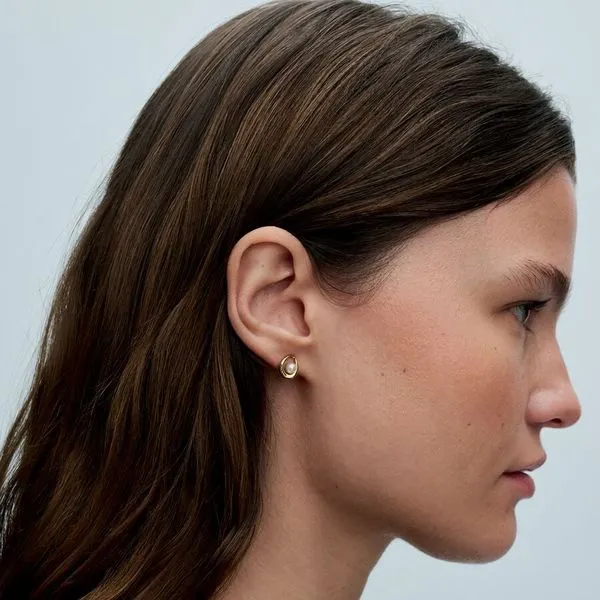 Organically Shaped Oval & Treated Freshwater Cultured Pearl Stud Earrings Image 2 Arezzo Jewelers Elmwood Park, IL