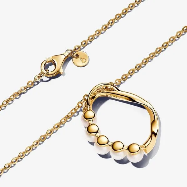 Organically Shaped Circle & Treated Freshwater Cultured Pearls Pendant Necklace Image 5 Arezzo Jewelers Elmwood Park, IL