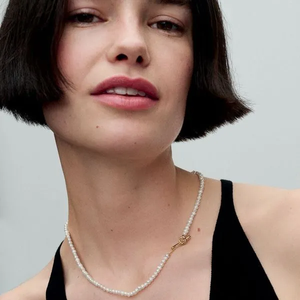Treated Freshwater Cultured Pearls T-bar Collier Necklace Image 2 Arezzo Jewelers Elmwood Park, IL