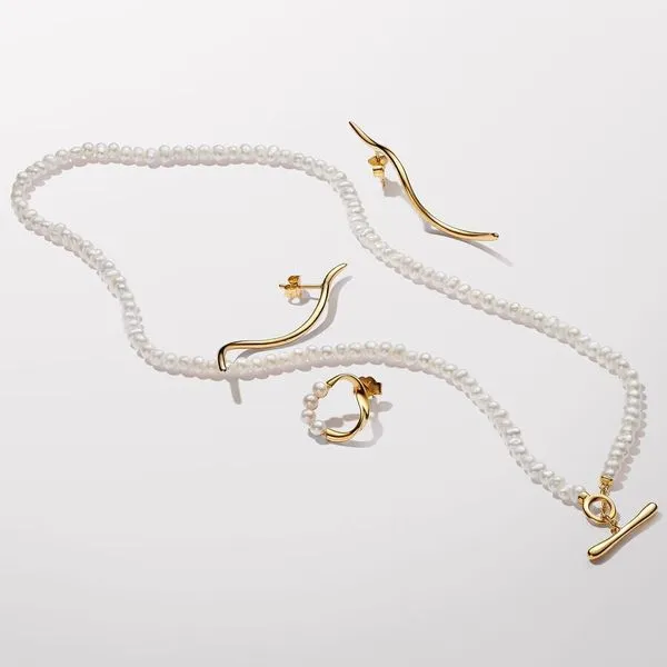 Treated Freshwater Cultured Pearls T-bar Collier Necklace Image 4 Arezzo Jewelers Elmwood Park, IL