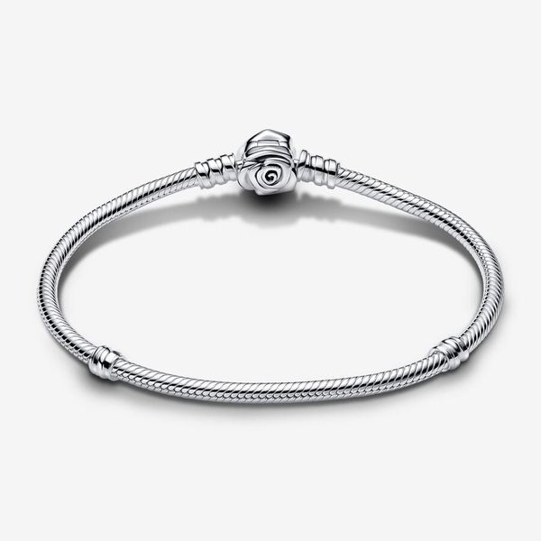 Pandora Moments Rose in Bloom Clasp Snake Chain Bracelet - 7.5