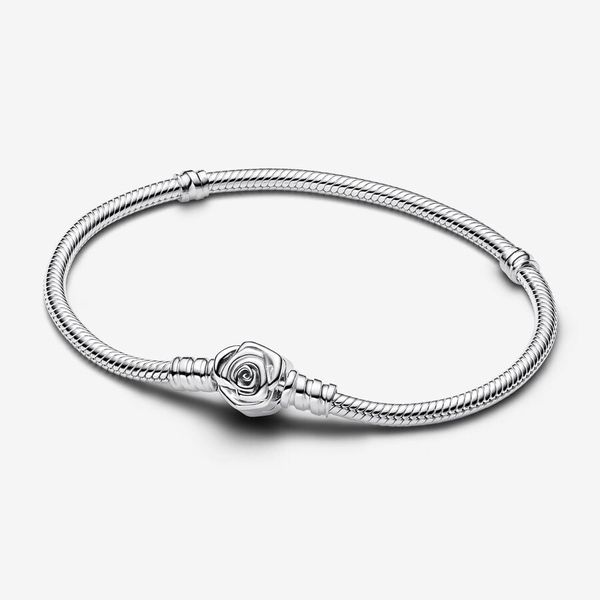 Pandora Moments Rose in Bloom Clasp Snake Chain Bracelet - 7.5