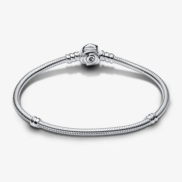 Pandora Moments Rose in Bloom Clasp Snake Chain Bracelet - 7.9