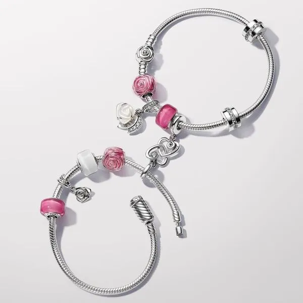 Pandora Moments Rose in Bloom Clasp Snake Chain Bracelet - 7.9