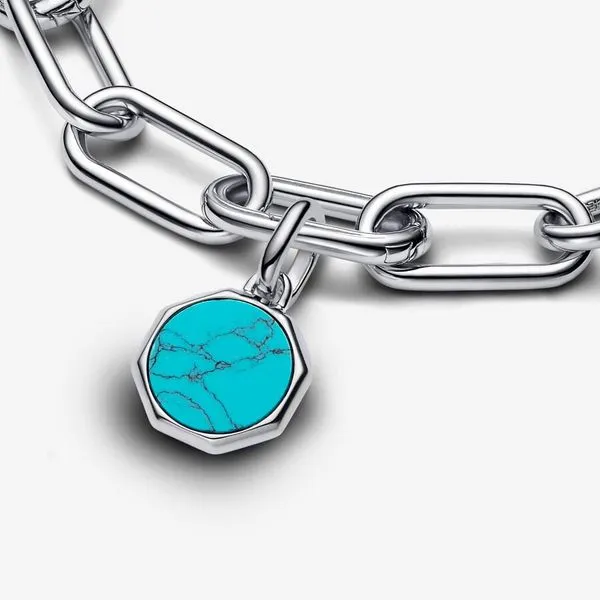 Turquoise-colored Engravable Mini Medallion Charm Image 5 Arezzo Jewelers Elmwood Park, IL