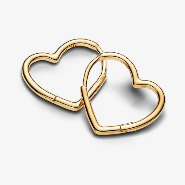 Pandora Asymmetrical Heart Hoop Earrings Image 4 Arezzo Jewelers Elmwood, IL