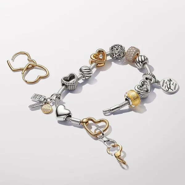 Pandora Asymmetrical Heart Hoop Earrings Image 5 Arezzo Jewelers Elmwood, IL