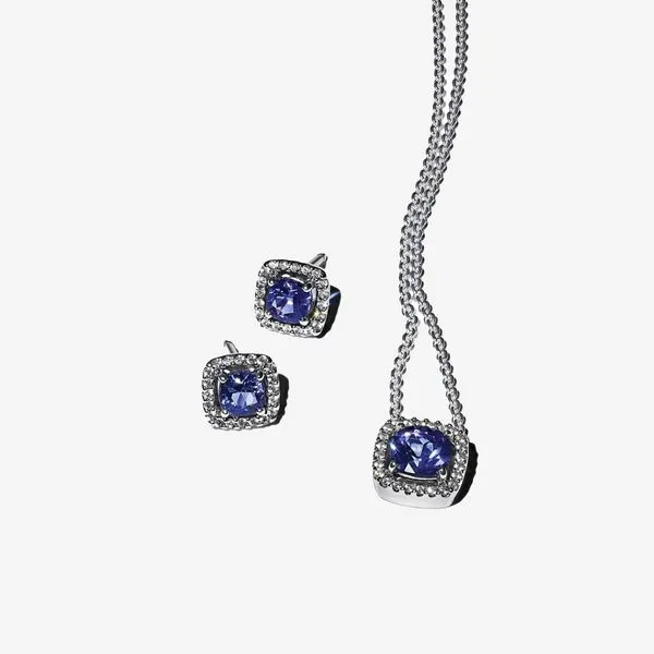 Pandora Sparkling Square Blue Halo Jewelry Gift Set Image 2 Arezzo Jewelers Elmwood Park, IL