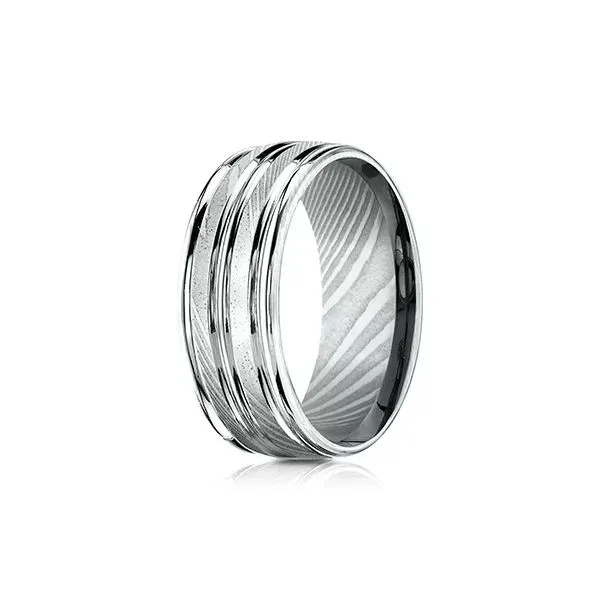 Damasuc Steel Wedding Band Image 2 Arezzo Jewelers Elmwood Park, IL