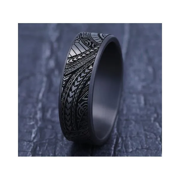 THE POLYNESIAN Tantalum Dual Finish 7.5mm Wedding Band Image 2 Arezzo Jewelers Elmwood Park, IL
