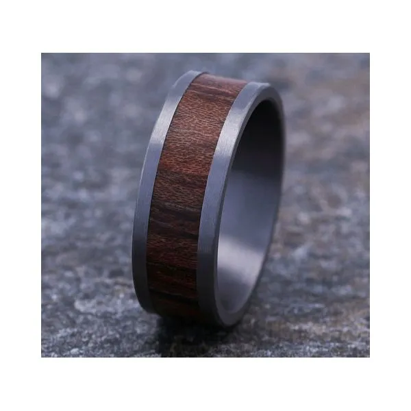 THE MAKER - Tantalum Grey Metal and Rosewood Wedding Band Image 3 Arezzo Jewelers Elmwood Park, IL