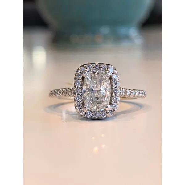 14K White Gold Oval Cut Engagement Ring Image 2 Armentor Jewelers New Iberia, LA