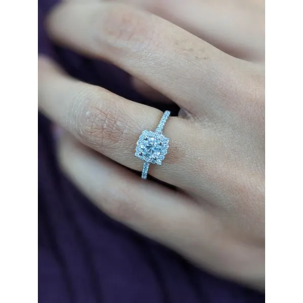 14K White Gold Princess Halo Engagement Ring Image 2 Armentor Jewelers New Iberia, LA