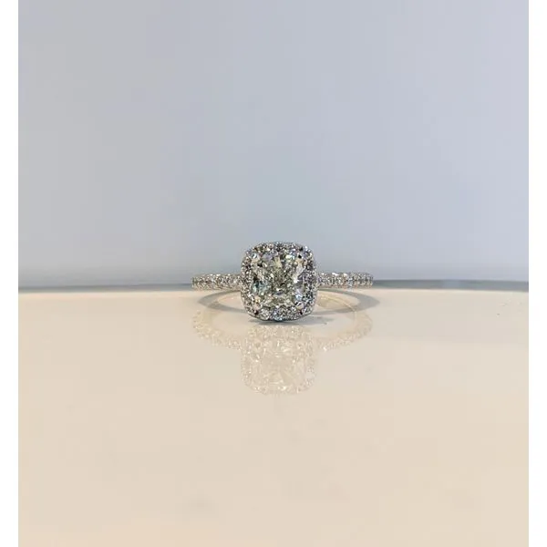 14K White Gold Cushion Cut Engagement Ring Image 2 Armentor Jewelers New Iberia, LA