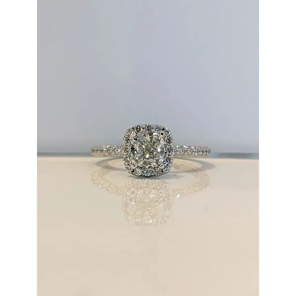 14K White Gold Cushion Cut Engagement Ring Armentor Jewelers New Iberia, LA