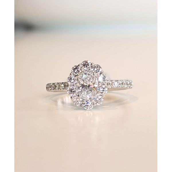Lds oval diamond engagement ring with diamond accents | eBay