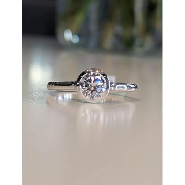 14K White Gold Bezel Set Lab Grown Engagement Ring Image 3 Armentor Jewelers New Iberia, LA