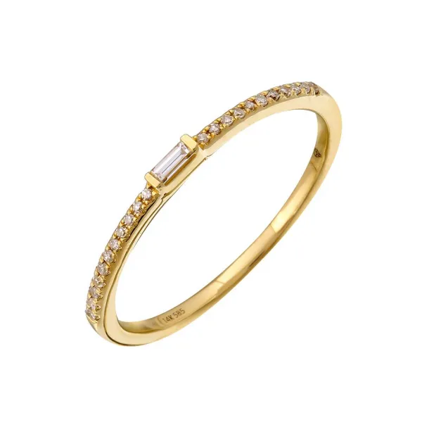14K Yellow Gold Dainty Baguette Stackable Armentor Jewelers New Iberia, LA