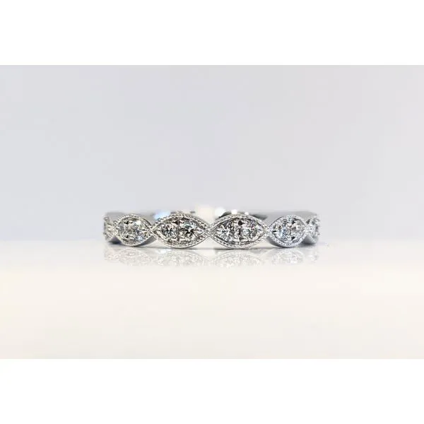 14K White Gold Diamond Milgrain Detail Band Armentor Jewelers New Iberia, LA