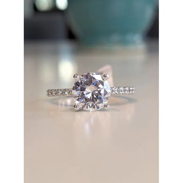 18K White Gold Round Cut Engagement Ring Armentor Jewelers New Iberia, LA