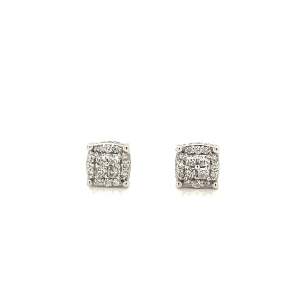 Square Diamond Halo Earrings Armentor Jewelers New Iberia, LA