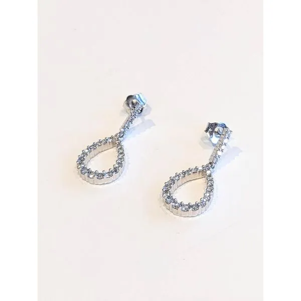 14K White Gold Diamond Drop Earrings Armentor Jewelers New Iberia, LA