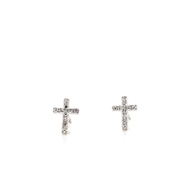 14K White Gold Diamond Cross Earrings Armentor Jewelers New Iberia, LA