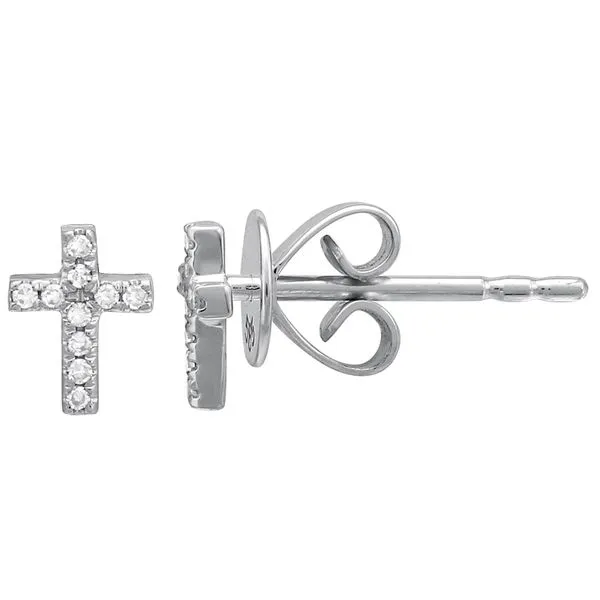 14K White Gold Diamond Cross Earrings Image 2 Armentor Jewelers New Iberia, LA