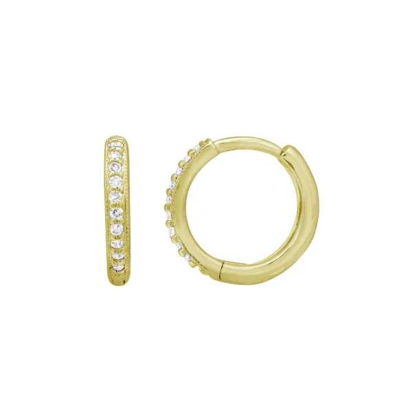 14K Yellow Gold Diamond Huggie Earrings Armentor Jewelers New Iberia, LA
