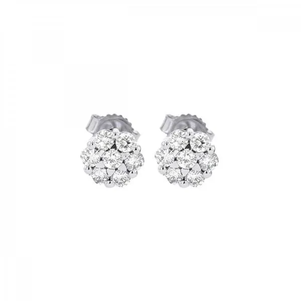 14K White Gold Cluster Diamond Studs Armentor Jewelers New Iberia, LA