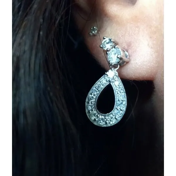 14K White Gold Tear Drop Dangle Earrings Image 2 Armentor Jewelers New Iberia, LA