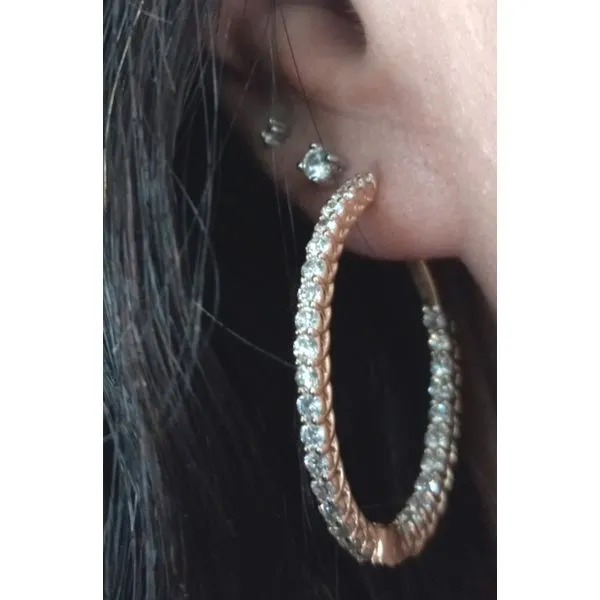 14K Yellow Gold Diamond Hoop Earring Armentor Jewelers New Iberia, LA