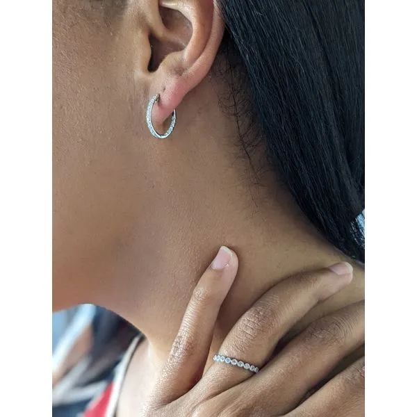 14K White Gold Lab Grown Diamond Hoops .50CTW Image 3 Armentor Jewelers New Iberia, LA