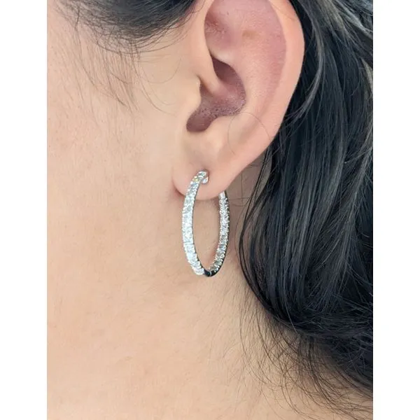 14K White Gold Lab Grown Diamond Hoops 3.00CTW Image 2 Armentor Jewelers New Iberia, LA