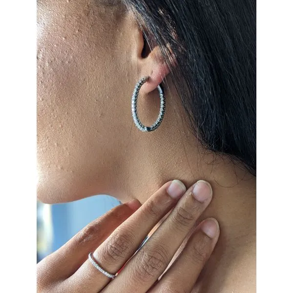 14K White Gold Lab Grown Diamond Hoops 2.00CTW Image 2 Armentor Jewelers New Iberia, LA