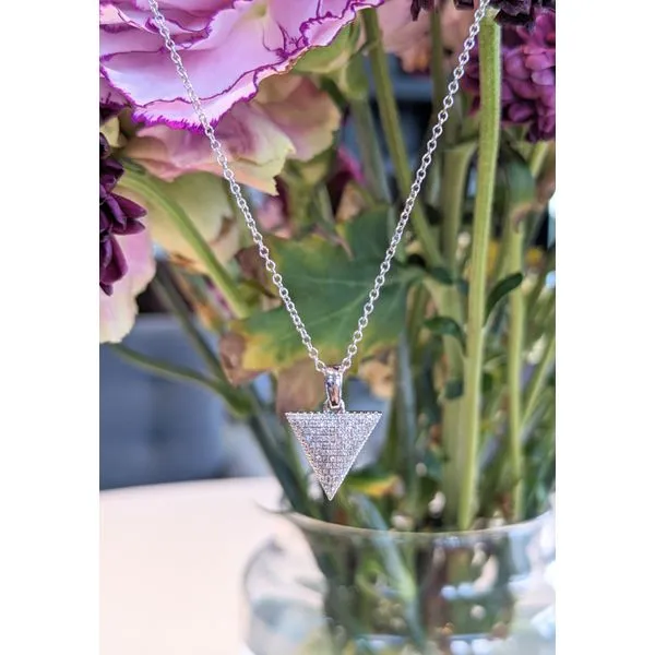 14K White Gold Diamond Triangle Pendant Armentor Jewelers New Iberia, LA